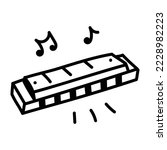 Download premium hand drawn icon of harmonica