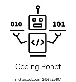 Download premium line icon of coding robot 