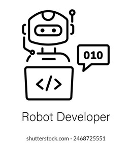 Download premium line icon of robot developer 