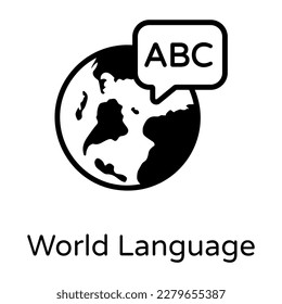 Download premium solid style icon of world language 