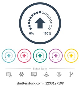 Download in progress flat color icons in round outlines. 6 bonus icons included.