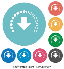 Descargar iconos blancos planos en curso en fondos de color redondo