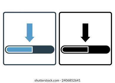 icono de progreso de descarga. icono relacionado con la descarga. adecuado para sitio web, aplicación, interfaces de usuario, imprimible, ui, etc. estilo de icono sólido. diseño de vector simple editable