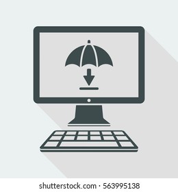 Download protection for computer browser - Vector flat icon