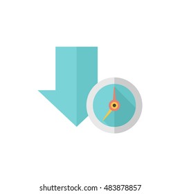 Download queue icon in flat color style. 