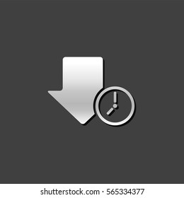 Download queue icon in metallic grey color style. Data file hosting clock