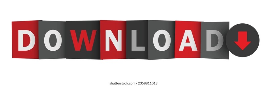 DOWNLOAD red and gray vector web button with down arrow