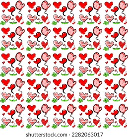 Download red heart patterns template scribble style