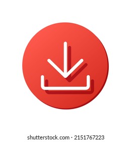 download red rounded button, update sign, white arrow vector icon