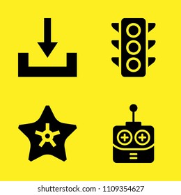 download, remote control, starfish and traffic light vector icon set. Sample icons set for web and graphic design