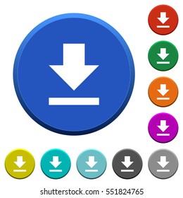 Download round color beveled buttons with smooth surfaces and flat white icons