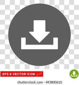 Download round icon. Vector EPS illustration style is flat iconic bicolor symbol, white and silver colors, transparent background.