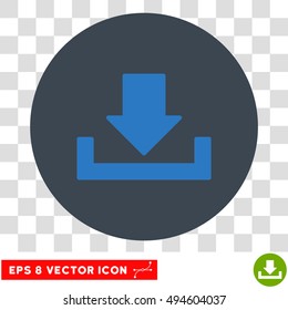 Download round icon. Vector EPS illustration style is flat iconic bicolor symbol, smooth blue colors, transparent background.