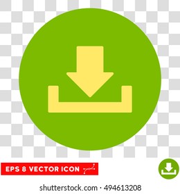 Download round icon. Vector EPS illustration style is flat iconic bicolor symbol, yellow and eco green colors, transparent background.