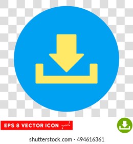 Download round icon. Vector EPS illustration style is flat iconic bicolor symbol, yellow and blue colors, transparent background.