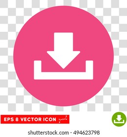 Download round icon. Vector EPS illustration style is flat iconic bicolor symbol, white and pink colors, transparent background.