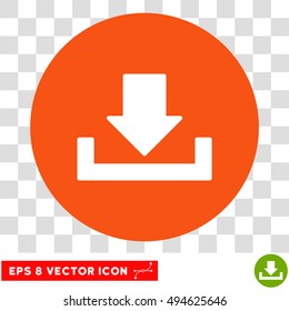 Download round icon. Vector EPS illustration style is flat iconic bicolor symbol, white and orange colors, transparent background.