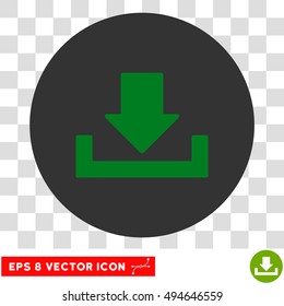 Download round icon. Vector EPS illustration style is flat iconic bicolor symbol, green and gray colors, transparent background.