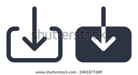 Download or save file simple icons set designed in filled, outline, line and stroke style