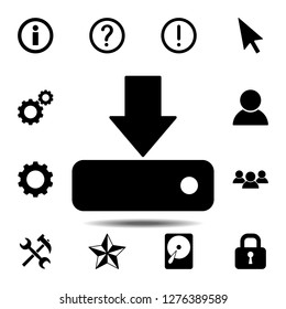 download or save to hard disk icon. Simple glyph vector element of web, minimalistic icons set for UI and UX, website or mobile application