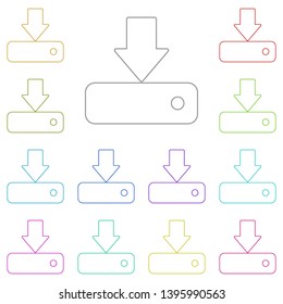 download or save to hard disk multi color icon. Simple thin line, outline vector of web icons for UI and UX, website or mobile application