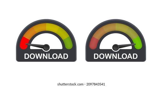 Download score, indicator isolated on white bacgound. Tachometer icon isolated. Car speed.