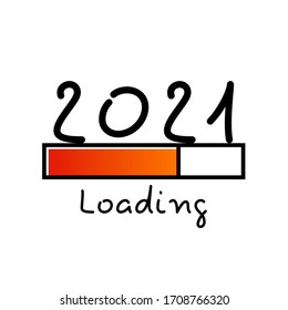 Download screen 2021 new year. The progress bar is almost loaded. vector illustration isolated on white background