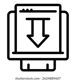 Download search engine icon. Outline Download search engine vector icon for web design isolated on white background