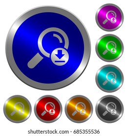 Download search results icons on round luminous coin-like color steel buttons