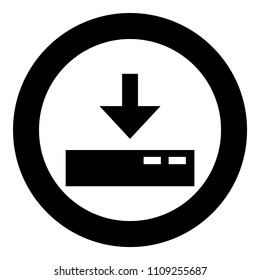 Download to server icon black color in circle round 