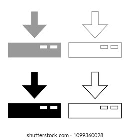 Download to server icon set grey black color outline