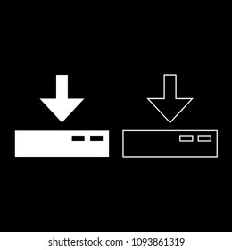 Download to server icon set white color outline