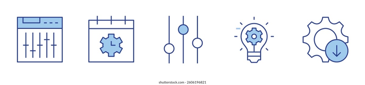 download, settings, time management, setting, idea. Settings Icon vector illustration. Line Duotone style. Editable stroke.