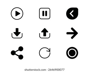 Baixar, Compartilhar, Carregar, Coleção de conjuntos de vetores de seta ícone de download design elemento gráfico ilustração símbolo direção editável stock vetor ilustração