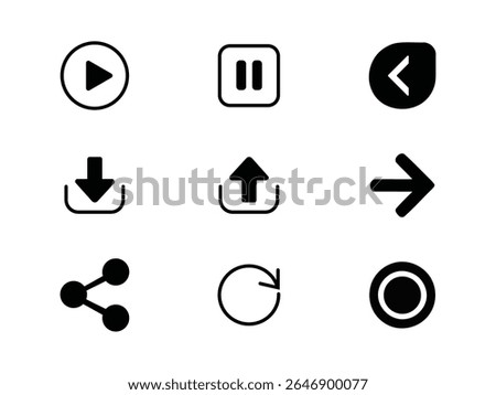 Download, Share, Upload, Arrow vector set collection download icon design graphic element illustration symbol direction editable stock vector illustration