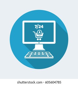 Download shopping 7/24 - Vector flat icon