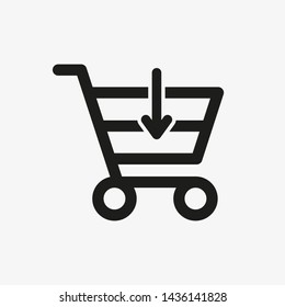 Download shopping cart, trolley, outline vector icon.