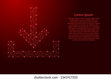 Download sign icon from futuristic polygonal red lines and glowing stars for banner, poster, greeting card. Vector illustration.