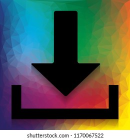 Download sign illustration. Vector. Flat style black icon on white.