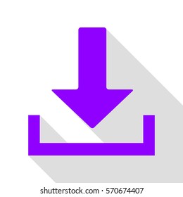Download sign illustration. Violet icon with flat style shadow path.