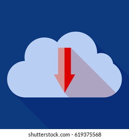 Download sign on cloud flat design vector