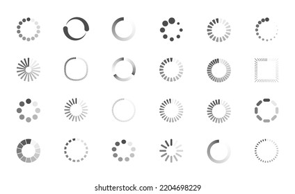 Download sign set. Load icons set. Load system. Data load. Loading bar. Froze computer. Vector stock illustration. Vector illustration