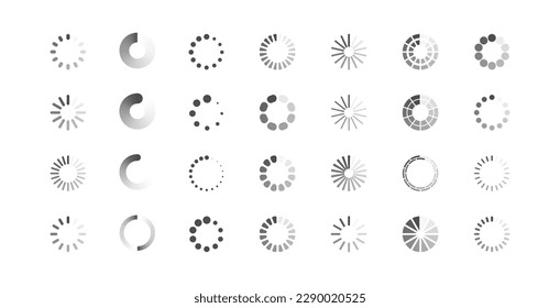 Download sign set. Load icons set. Load system. Data load. Loading bar. Froze computer. Vector stock illustration. Vector illustration