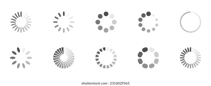 Download sign set. Load icons set. Load system. Data load. Loading bar. Froze computer. Vector stock illustration. Vector illustration