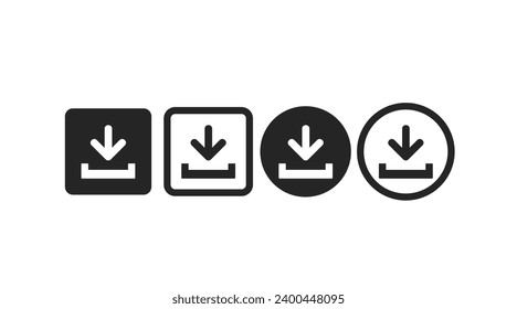 Download Sign. Vector isolated flat editable black and white illustration of a download icon