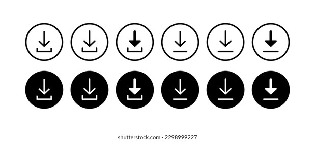 Download. Silhouette, black, download button. Vector icons.