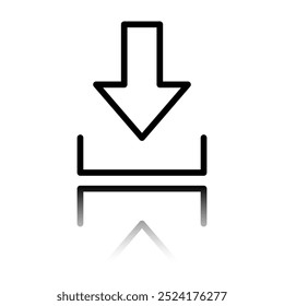 Download simple icon, vector. Flat design. Black icon with mirror reflection. White background.ai
