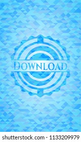 Download sky blue emblem with triangle mosaic background