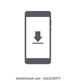 Download smartphone icon. File download on screen. Vector illustration flat line design isolated on white background.