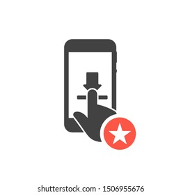 Download smartphone icon with star sign, best, favorite, rating symbol